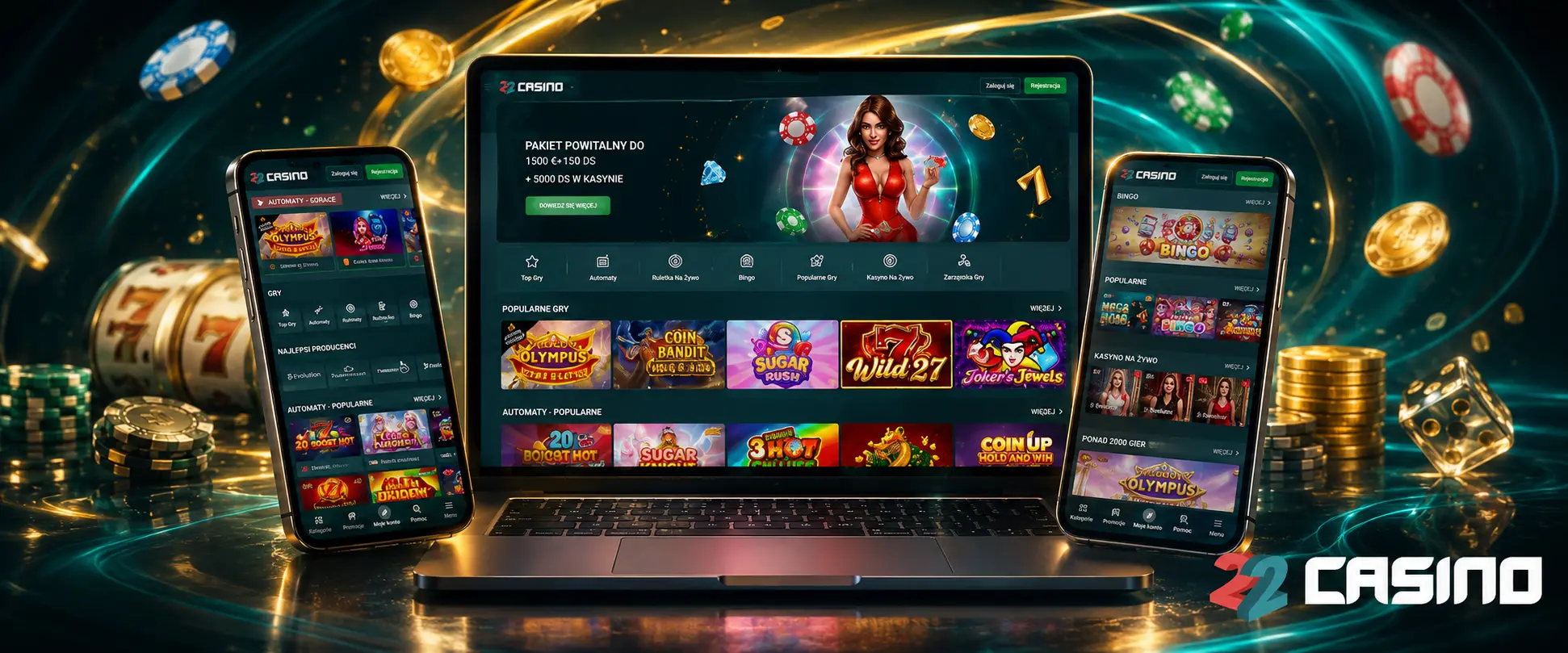 Logowanie mobilne do 22Casino przez przeglądarkę