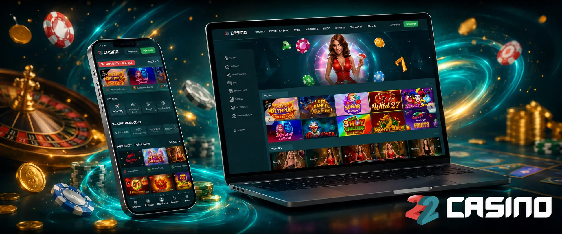 Gry kasynowe dostępne w 22Casino